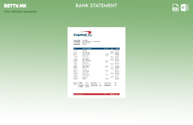модерен стил USA Capital One шаблон за ексел банкарски извод
